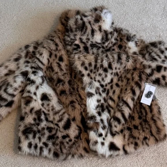 NWT S Jessica Simpson Leopard Print Faux Fur Jacket - Picture 7 of 7